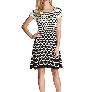 Cece Fit Flair Scallop Sweater Dress